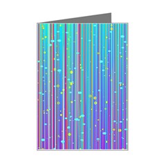 Blue Magenta Speckles Line Mini Greeting Card by Semog4