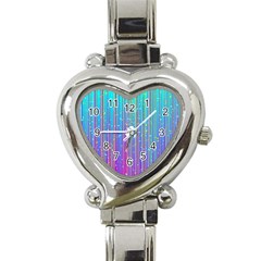 Blue Magenta Speckles Line Heart Italian Charm Watch by Semog4