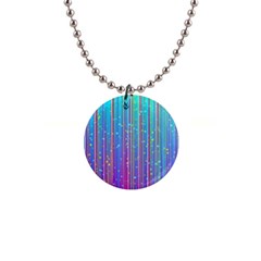 Blue Magenta Speckles Line 1  Button Necklace by Semog4