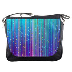 Blue Magenta Speckles Line Messenger Bag by Semog4