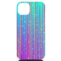 Blue Magenta Speckles Line Iphone 14 Plus Black Uv Print Case by Semog4