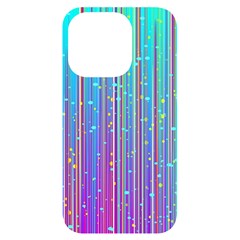 Blue Magenta Speckles Line Iphone 14 Pro Black Uv Print Case by Semog4