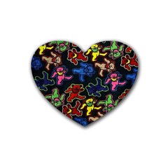 Grateful Dead Pattern Rubber Heart Coaster (4 Pack) by Semog4