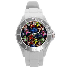 Grateful Dead Pattern Round Plastic Sport Watch (l) by Semog4