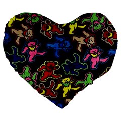 Grateful Dead Pattern Large 19  Premium Heart Shape Cushions