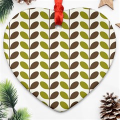 Leaf Plant Pattern Seamless Heart Ornament (two Sides) by Semog4