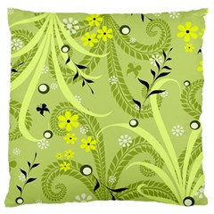 Seamless Pattern Green Garden Large Premium Plush Fleece Cushion Case (two Sides) by Semog4