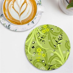 Seamless Pattern Green Garden Uv Print Round Tile Coaster by Semog4