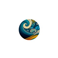 Waves Wave Ocean Sea Abstract Whimsical Abstract Art 1  Mini Buttons