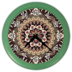 Seamless Pattern Floral Flower Color Wall Clock by Semog4