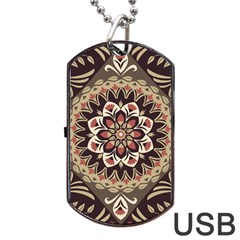 Seamless Pattern Floral Flower Dog Tag Usb Flash (one Side) by Semog4