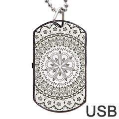 Vector Mandala Drawing Decoration Dog Tag Usb Flash (one Side) by Semog4