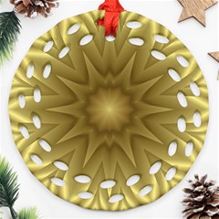 Background Pattern Golden Yellow Round Filigree Ornament (two Sides)