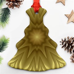 Background Pattern Golden Yellow Christmas Tree Ornament (two Sides)