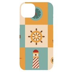 Nautical Elements Collection iPhone 14 Plus Black UV Print Case