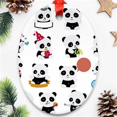 Playing Pandas Cartoons Ornament (oval)