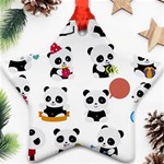 Playing Pandas Cartoons Ornament (Star) Front