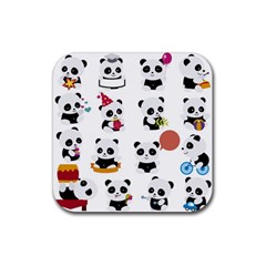 Playing Pandas Cartoons Rubber Coaster (square) by Semog4