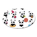 Playing Pandas Cartoons Oval Magnet Front