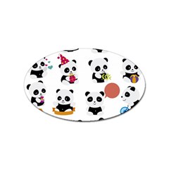 Playing Pandas Cartoons Sticker Oval (100 Pack) by Semog4