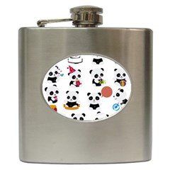 Playing Pandas Cartoons Hip Flask (6 Oz) by Semog4