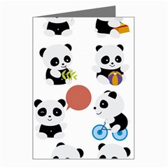 Playing Pandas Cartoons Greeting Cards (pkg Of 8)