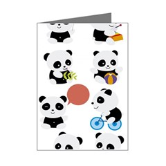 Playing Pandas Cartoons Mini Greeting Card by Semog4