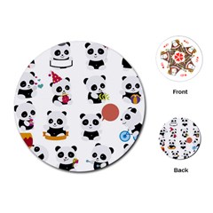 Playing Pandas Cartoons Playing Cards Single Design (round)