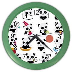 Playing Pandas Cartoons Color Wall Clock by Semog4