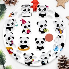 Playing Pandas Cartoons Ornament (round Filigree)