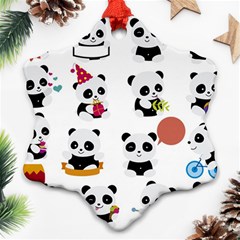 Playing Pandas Cartoons Ornament (snowflake)