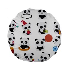 Playing Pandas Cartoons Standard 15  Premium Round Cushions by Semog4