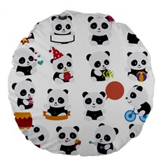 Playing Pandas Cartoons Large 18  Premium Flano Round Cushions by Semog4