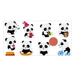 Playing Pandas Cartoons Satin Shawl 45  X 80  by Semog4