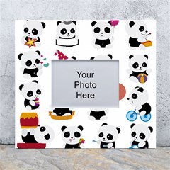 Playing Pandas Cartoons White Wall Photo Frame 5  X 7 