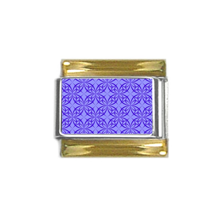 Decor Pattern Blue Curved Line Gold Trim Italian Charm (9mm)