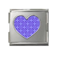 Decor Pattern Blue Curved Line Mega Link Heart Italian Charm (18mm) by Semog4