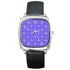 Decor Pattern Blue Curved Line Square Metal Watch by Semog4