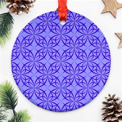 Decor Pattern Blue Curved Line Round Ornament (two Sides)