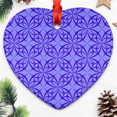 Decor Pattern Blue Curved Line Heart Ornament (two Sides)