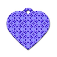 Decor Pattern Blue Curved Line Dog Tag Heart (one Side) by Semog4