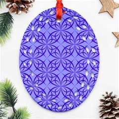 Decor Pattern Blue Curved Line Oval Filigree Ornament (two Sides)