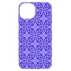 Decor Pattern Blue Curved Line Iphone 14 Black Uv Print Case