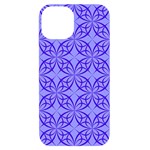 Decor Pattern Blue Curved Line iPhone 14 Black UV Print Case Front