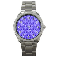 Decor Pattern Blue Curved Line Sport Metal Watch by Semog4