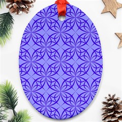 Decor Pattern Blue Curved Line Oval Ornament (two Sides)