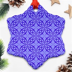 Decor Pattern Blue Curved Line Snowflake Ornament (two Sides)