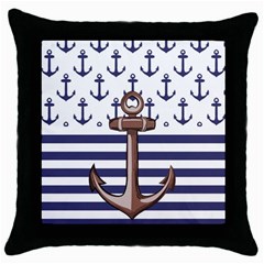 Anchor Background Design Throw Pillow Case (black) by Semog4