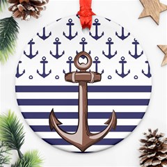 Anchor Background Design Round Ornament (two Sides)