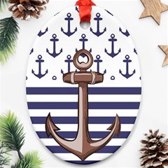 Anchor Background Design Oval Ornament (two Sides)